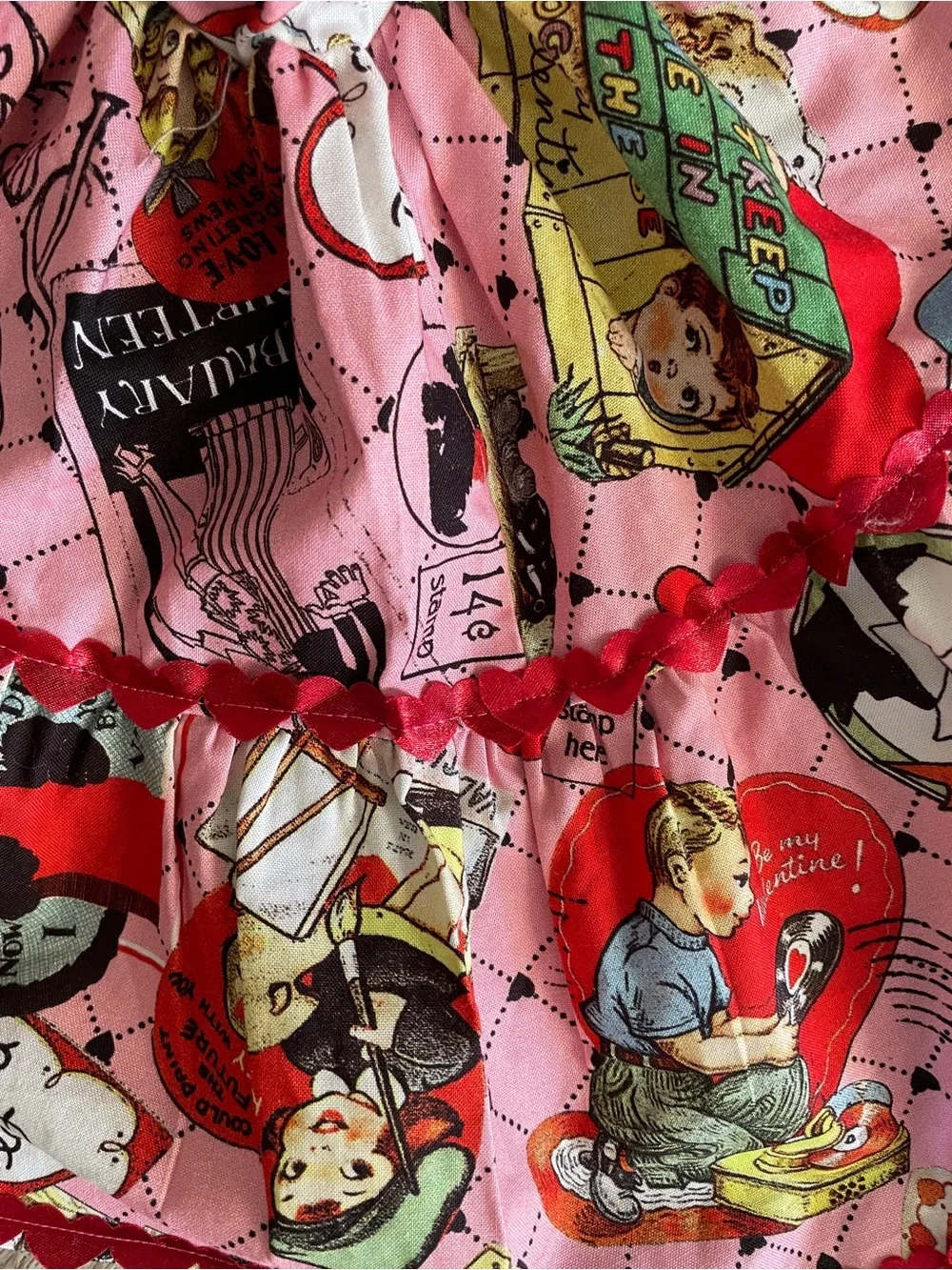 LITTLE MOPPET SHOP Sweet Vintage VALENTINE Print Little GIRL’S SKIRT Size 5